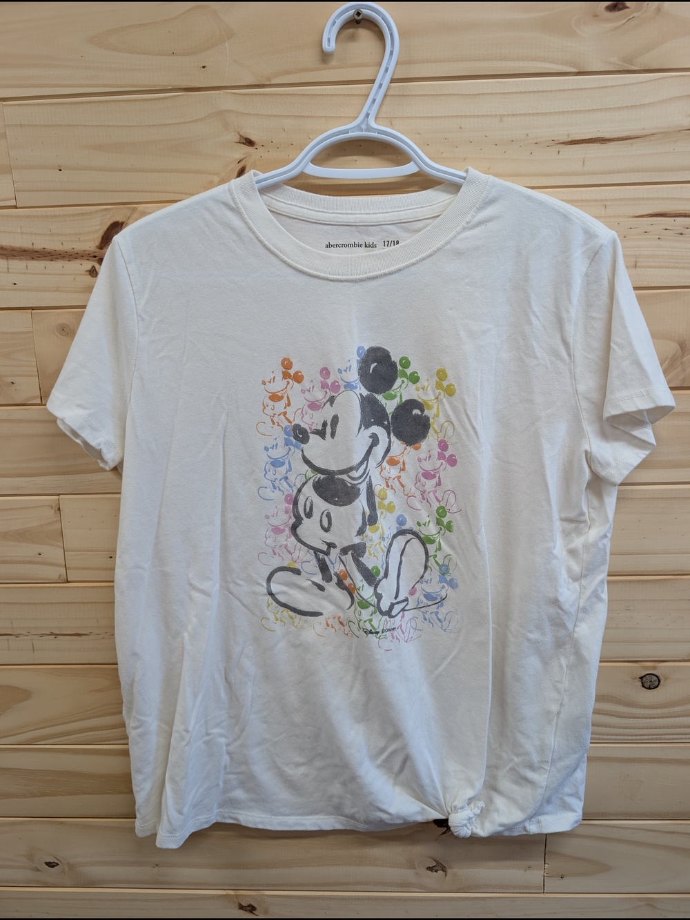 abercrombie kids white tee with colorful Mickey graphic